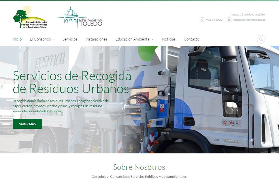 Portada de la Web del Consorcio Medioambiental de Toledo